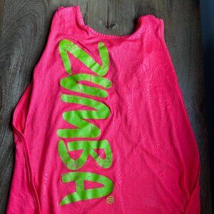 ZUMBA WEAR NEON ORANGE LOOSE FIT TANK WITH TIE AT NECK SIZE LARGE